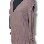 Chaser New Thermal Vented V-Neck Muted Lilac Cut Out Long Sleeve Top Medium Photo 2