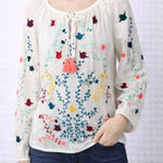 Anthropologie Embroidered White Boho Top Photo 0