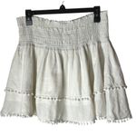 Apiece Apart Skirt Women Medium White Cotton Analisa A Line Mini Pom Pom Tiered Photo 0