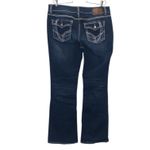Ariya Jeans Distressed Blue Women's Jeans Embroidered Sequined Pockets Flare Photo 3