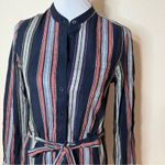 AG Adriano Goldschmied Jett linen cotton striped button mini shirtdress SMALL Photo 4