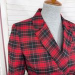 BeFree Tartan Plaid Double Breasted Tie Waist Trench Overcoat Red XS Photo 4