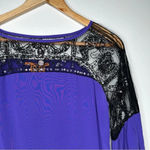 Tory Burch  Purple Black Lace Embellished 100% Silk Blouse Size 4 Photo 1