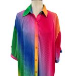 Dressed in Lala So Far So Good Oversized Plissé Dress in Prismatic Rainbow XL Photo 4