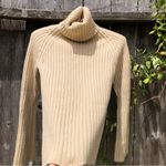 Banana Republic 100% Cashmere Ribbed Thick Knit Turtleneck Beige Sweater XS Photo 0