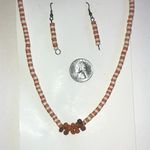 MAKU Orange and White Pottery Beaded Boho Necklace Set Photo 4