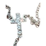 Vintage Silver Tone Cross Y Necklace Clear Rhinestones Lobster Clasp Adj 20" Photo 2