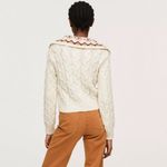 Mango  Cable Knit Button Front Cardigan with Floral Statement Peter Pan Collar Photo 2