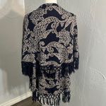 Coco + Carmen  Elegant blue and Cream Patterned Cape Photo 3