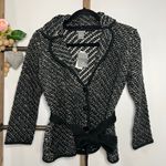 Ann Taylor NWT Black Ivory Wool Blend Tweed Blazer with Belt Tie Size X Small Photo 1