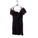 Steppin' Out Vintage Velvet Dress Floral Party Cocktail Black Pink Size 7 Photo 6