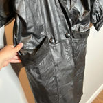 Vintage mixed media long leather trench jacket Black Photo 1