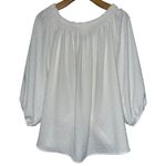 Ariella  Women’s S White Swiss Dot Tie Front Off the Shoulder Balloon Sleeve Top Photo 1