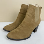 J.Crew  Rory Camel Microsuede Heel Ankle Boots, Size 6.5 Photo 0