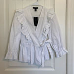 New Look NWT‎ | Charlotte Russe  Women’s poplin frill wrap tie ruffle blouse Photo 0