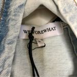 We Wore What NWT Cut Out Denim Mini Skirt Indigo Comfort Super Light Stone Wash L Photo 12