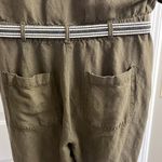 Loft  Army Green 1/2 Button Elastic Waist Jogger Jumpsuit w/Tassel Stripe Belt- S Photo 9