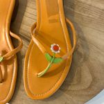 Amanda Smith Floral Embellished 90s Orange Leather Thong Sandals Size 8.5 Photo 1
