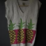 Vintage Pineapple Knit Sweater Vest Medium White Photo 0