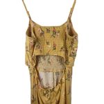 No Boundaries  Yellow Floral Smocked Tie Front Back Cut Out Summer Jumpsuit L NWT Photo 1