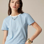J.Crew NWT  Vintage Jersey Classic-fit Crewneck T-shirt Stripe Blue Ivory Photo 0