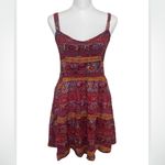 Forever 21  Red Paisley Smocked Abstract Tank Dress Large Photo 1