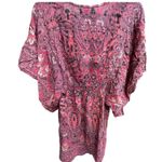 Angie ‎ Pink Paisley Rayon Smocked Waist Kaftan Tunic Top Boho Bohemian Small Photo 7
