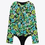 ZARA  Draped green floral bodysuit size XS NWT Photo 0