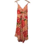 Farm Rio  Blooming Floral Crochet Embroidered Eyelet Pink Midi Dress Sz S Tiered Photo 1