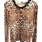 Boston Proper Beaded Neck Leopard Print Sweater Top Medium M Long Sleeve Casual Photo 0