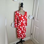 Boden Miriam Dress in Reddish Orange Floral Print with Bell Sleeves Sz 8L Red Photo 5