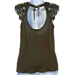 EXPRESS  Army Green Open Back W/Tie Eyelet Sleeves‎ Top NWOT XS Photo 4