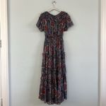 MISA Los Angeles Misa Suki Cerulean Flora Metallic Chiffon Floral Ruffle Midi Dress Photo 3