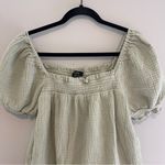 J.Crew  Green Squareneck Puff Sleeve Soft Gauze Top Blouse Size XL Photo 3