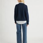Quince Organic Cotton Boyfriend Crew Sweater in Navy Photo 2