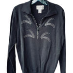 Vintage D.A.G.collection size L 100% cotton rhinestone zip and decor Black Size L Photo 0