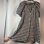 ZARA  Black and White Buffalo Plaid Gingham Puff Sleeve Dress Medium Photo 6