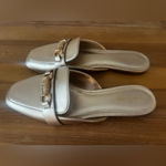 Lilly Pulitzer  gold Andi mules shoes sandals 9.5 bamboo detail Photo 4