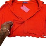 Edikted XL Red Orange Crop Top Long Sleeve Waffle Collared Festival Party Photo 2
