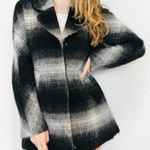 Sam Edelman Erin Blurry Plaid Coat Wool Blend black white Size Medium Photo 0