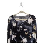 The Limited  Abstract Watercolor Long Sleeve Basic Tee Plus Size 1X Navy Black Photo 1