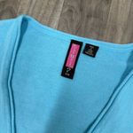 Vintage Y2K blue knit tie front long sleeve crop sweater top Photo 1