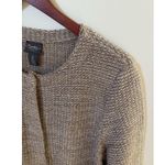 Chico's Travelers Womens Size 2 US L Lurex Sweater Jacket Beige Metallic Jardigan Photo 2