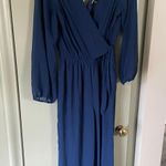 EXPRESS Blue Plunging Neck Romper Photo 0