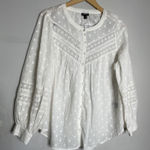 Torrid  Cotton Clip Dot Lace Trim Long Sleeve Top White 1 1X 14 16 #E85746 Photo 0