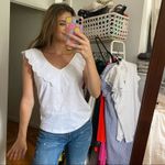 Maison Jules  White Eyelet V Top Sz Medium Photo 5
