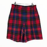 80’s Vintage Multicolor Holiday Plaid High Rise Wool Blend Shorts size 14 Photo 0