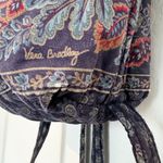 Vera Bradley  100% Cotton Drawstring Backpack Purse Bag Pocket Travel Blue Red Photo 3