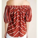 Anthropologie  ANTHRO Elodie Off the Shoulder Top Terracotta Rust Red Stripe Boho Photo 3