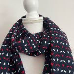 None Navy Red White Knit Winter Scarf Photo 3